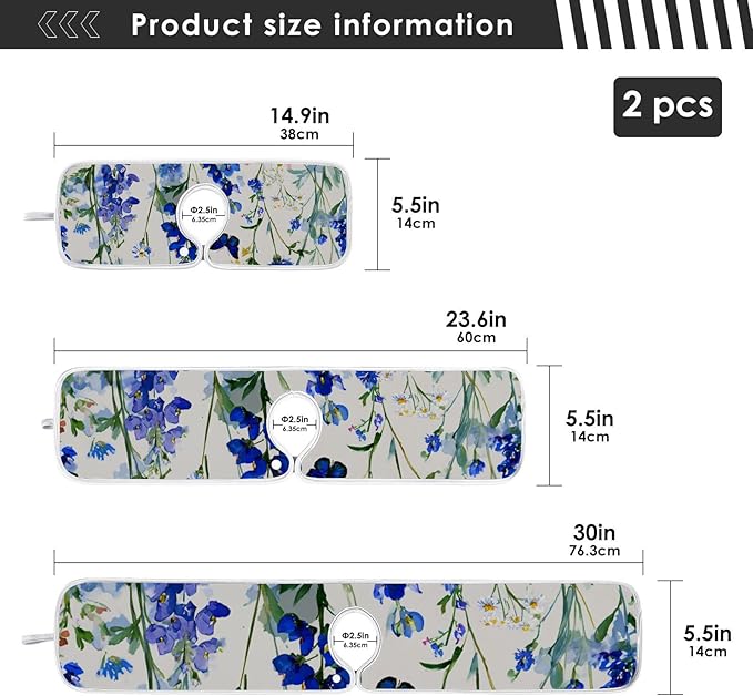 Sink Faucet Absorbing Mat Kitchen Sink Splash Guard Splash Faucet Drip Catcher for Bar RV Bathroom 2PCS 23.6x5.5in Dark Bluebonnet Cornflower