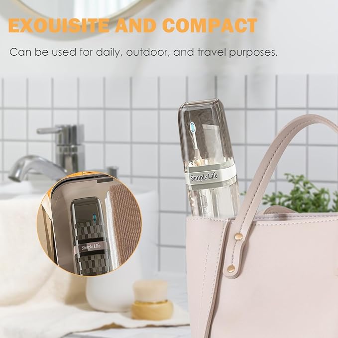 Toothbrush Case Travel, Travel Toothbrush Holder, Toothbrush Holder with Cover, Portable Toothbrush Case and Carrier, Ideal for Bathroom, School, and Business Travel Needs (Black)