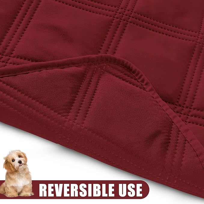 Smiry Waterproof Dog Bed Cover Blanket 30x53, Soft Reversible Pet Blanket, Washable Leakproof Cats Dogs Couch Cover for Sofa, Couch, Furniture, Lattice, Wine Red/Wine Red