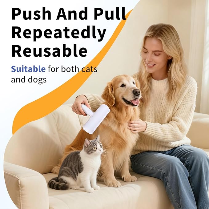 HonWang Pet Hair Remover, Reusable Self-Cleaning Lint Roller with Trash Bin for Sofa, Furniture, Carpet, Cat and Dog Hair Removal Tool (Gray)