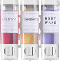 Shower Soap Dispenser Wall Mounted No Drill Shampoo Dispenser for Shower Wall Shampoo and Conditioner Dispenser Bathroom Hote 3 * 300ml White with 3 Labels