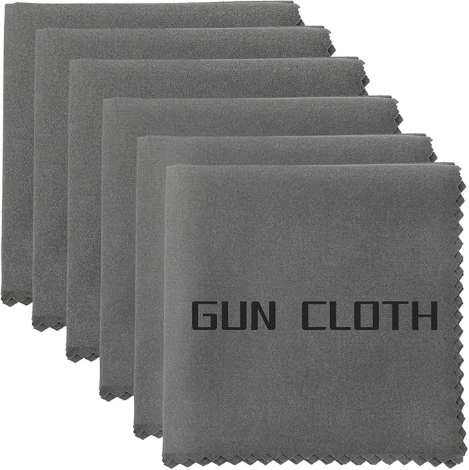 6 Pack Microfiber Gun Cleaning Cloth, 12"x12" Lint Free Gun Cleaning Rags, Reusable Microsuede Cleaning/Polishing Wipes Towels for Firearms, Knives and Scopes (Gray)