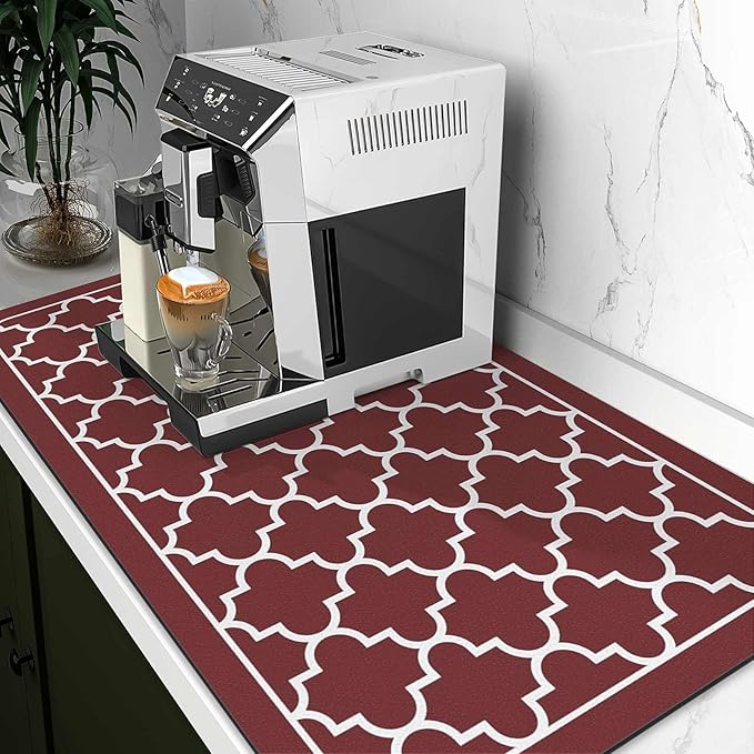WISELIFE Dish Drying Mat Super Absorbent Drying Mat Large Dish Drying Mats for Kitchen Counter Easy Clean Dish Mat Kitchen Drying Mat18"x 28" Stylish Red