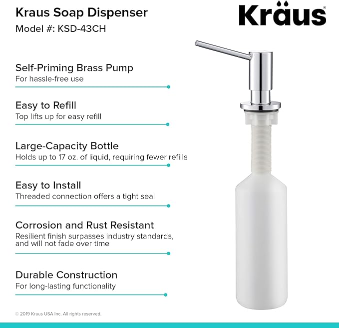 KRAUS Kitchen Soap and Lotion Dispenser in Chrome, KSD-43CH