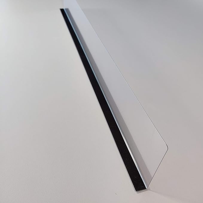 Sightline Display - Magnetic Acrylic Shelf Dividers- Shelf Retainer 25 Pack Magnetic Base- Clear 20 Mil Thick Plastic 22" L x 3" H x .5" W Shelf Dividers for Stores, Cabinet Gondola Shelf Dividers