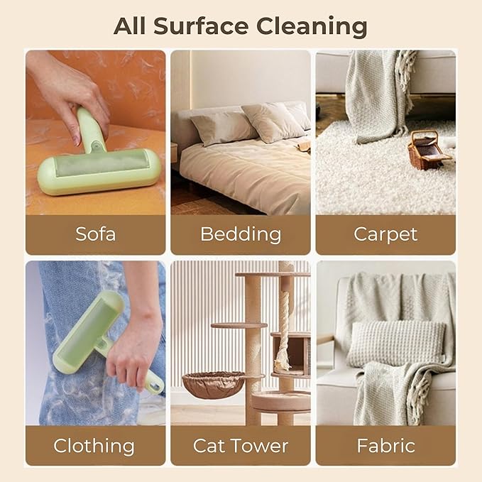 SHIMMURR Reusable Pet Hair Remover - Lint Roller for Dog & Cat Fur - for Furniture, Carpet, Clothing - Detachable Handle (Green)