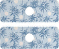 Kitchen Sink Splash Guard 2 PCS 14.7 Inch Sink Faucet Mat Splash Guard for Bathroom Countertop Water Absorbent Foldable Cuttable Soft Washable Light Blue Palm Trees and Sun