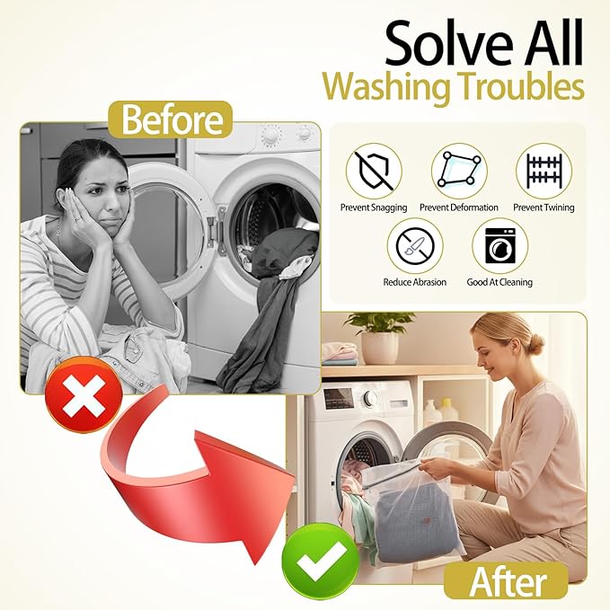 4Pcs Small Mesh Laundry Bags for Delicates Hanging Mini 12 x 10 Inches Durable Lingerie Bags for Washing Machine Wash Laundry Net Bag for Lingerie Underwear Socks Baby Clothes Travel 32x27cm