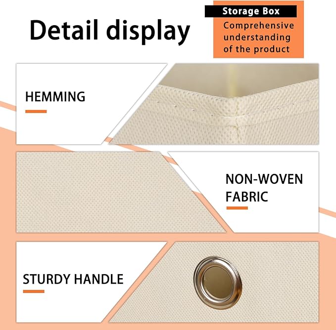 Foldable Storage Cubes Bins ,11 Inch Cloth Storage Cube Fabric Storage Box Cubes Organizer Baskets with Dual Handles for Home Organizer Set of 12 (Creamy-White)