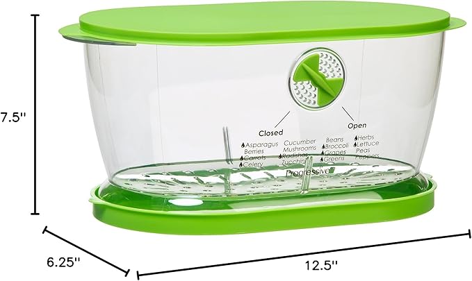 Prep Solutions by Progressive Lettuce Keeper Produce Storage Container,4.7 Quarts,Green (LKS-06),(Pack of 3)