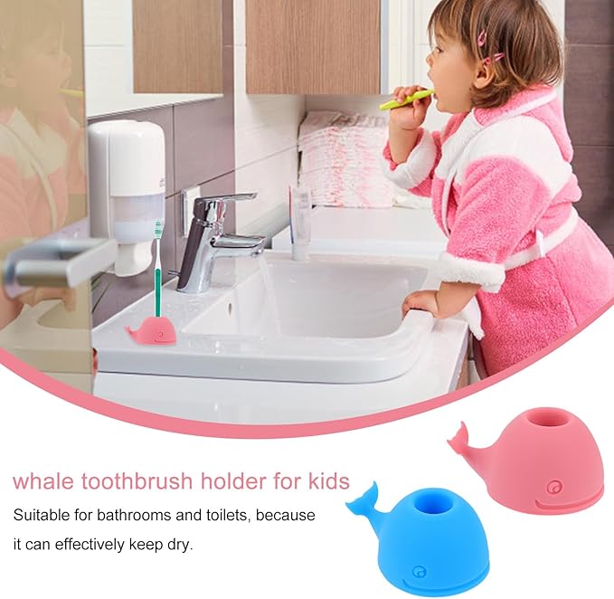 ADOCARN Whale Toothbrush Holder Toothbrush Cover Set Bathroom Accessories 2pcs Set
