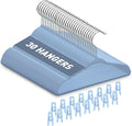 Velvet Baby Hangers with Clips (30 Pack) | 11” Ultra-Slim Baby Clothes Hangers | Non-Slip Felt | Space-Saving Nursery & Infant Closet Organizer | Blue