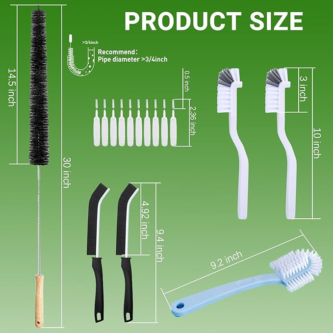 Cleaning Brush Set for Washing Machine, Bathroom, Shower & Kitchen - Scrub Brushes with Long Handle, Stiff Bristles, Crevice Tool - Tile, Bathtub, Sink, Grout Cleaning Brushes Household Tools