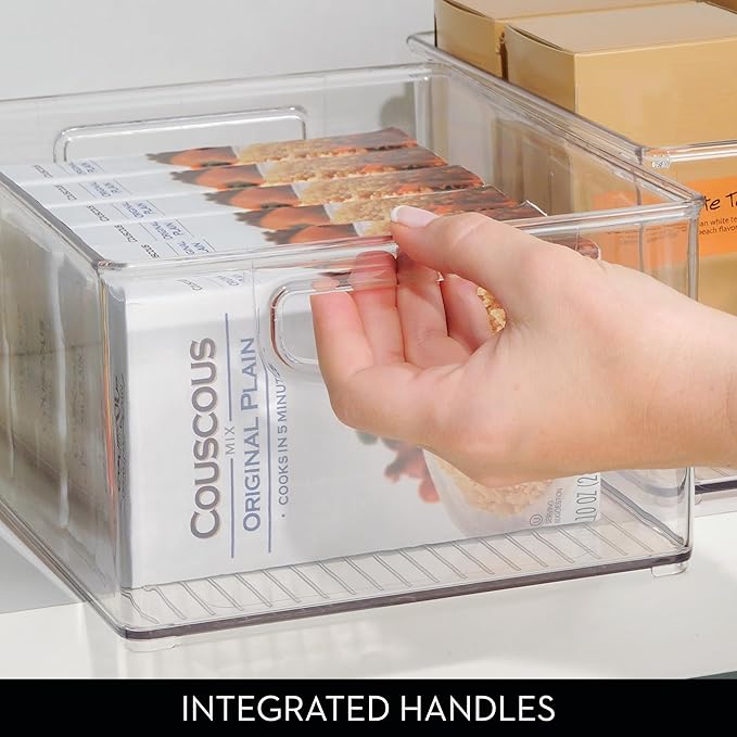 iDesign Stackable Storage Bin - Organize Pantry, Fridge, or Freezer, Set of 4, Clear, Made in USA