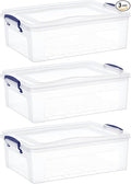 Superio Storage Bins with Lids- Clear Boxes for Organizing, Stackable Plastic Containers- BPA Free, Non-Toxic, Odor Free, Organizer for Home, Office, Dorm, 22.7 Qt, 3 Pack