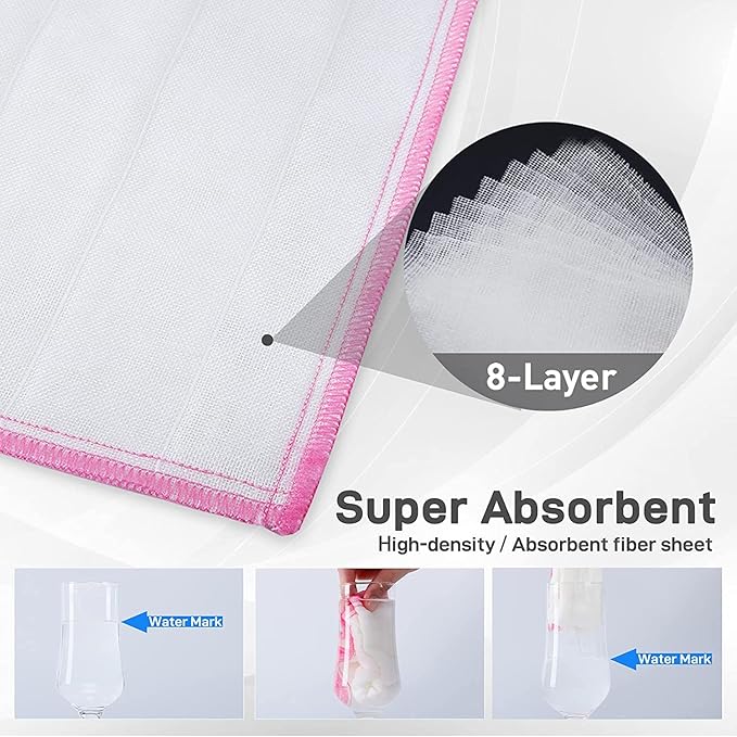 OnBrand Naturally Wood Fiber Cleaning Cloth, Microfiber Cleaning Cloths, 20 Pcs (12" x 10.7" Each), 8 Layers High-Density Super Absorbing Dish Cloths, Reusable General Kitchen Towel