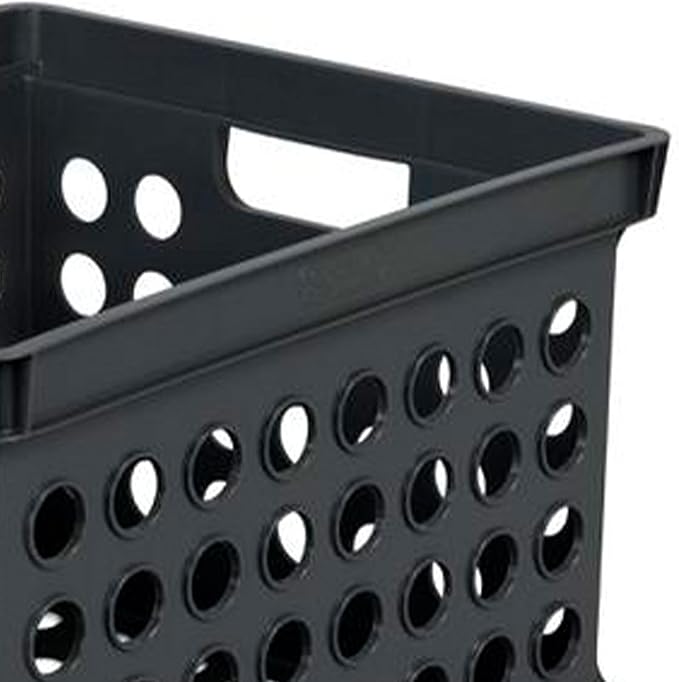 Sterilite Stackable Plastic Storage Crate Bin Organizer File Box with Handles for Home, Office, Dorm, Garage, or Utility Organization, Black, 18-Pack