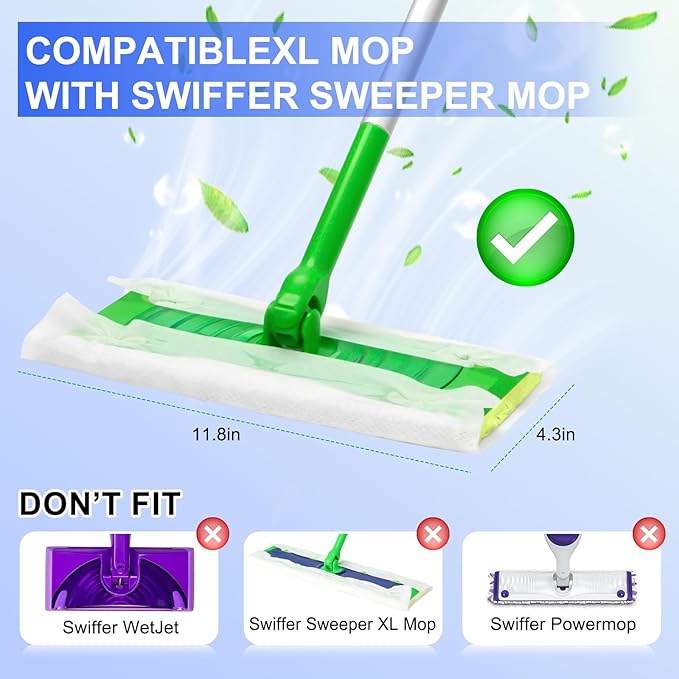 60 Count 2-in-1 Dry + Wet Mopping Cloths Kit for Swiffer Sweeper Mop, Disposable Mop Pads Refill Includes 48 Dry Sweeping Cloths & 12 Wet Pads Refills for Multi-Surface Floor (Mop not Included)