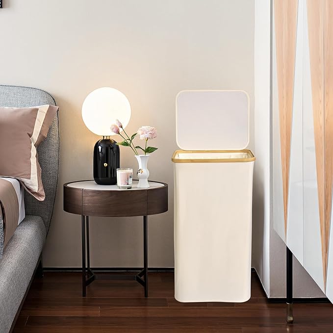 Laundry Baskest with Lid, 100L Large Tall Laundry Hamper with Removable Bag, Collapsible Laundry Hamper for Bedroom, Bathroom, Dorm, Laundry Room, Beige