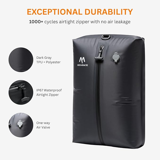 Vacuum Bags for Travel, IP67 Reusable Vacuum Seal Bags for Clothing with Electric Pump, Vacuum Seal Packing cube for Suitcases, Backpack & Travel (1PC+Pump)