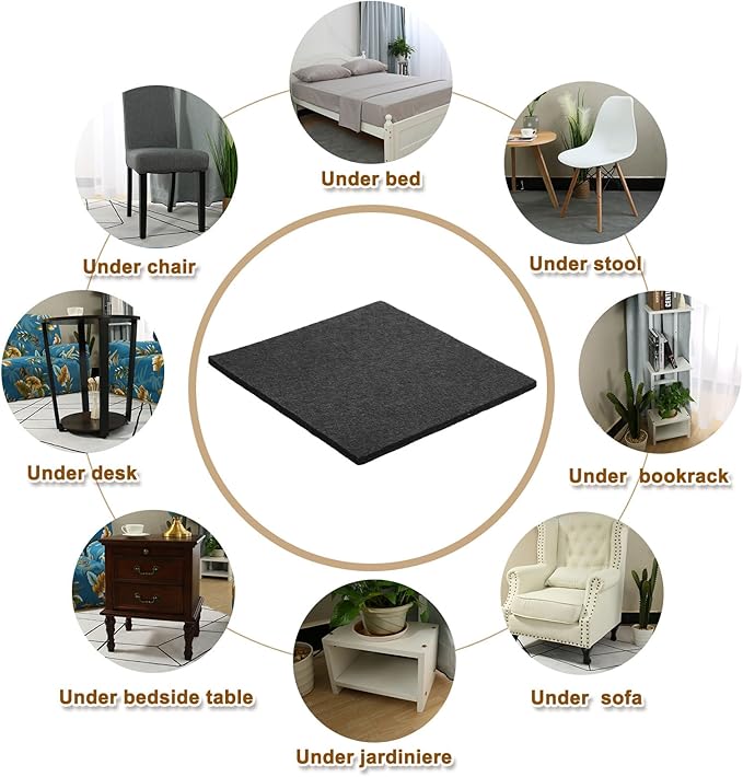 uxcell Felt Furniture Pads, 1Pcs 5.91" x 5.91" Adhesive Backed Felt Non-Slip Anti-Scratch Chair Leg Protectors for Protecting Hardwood Floor, Black