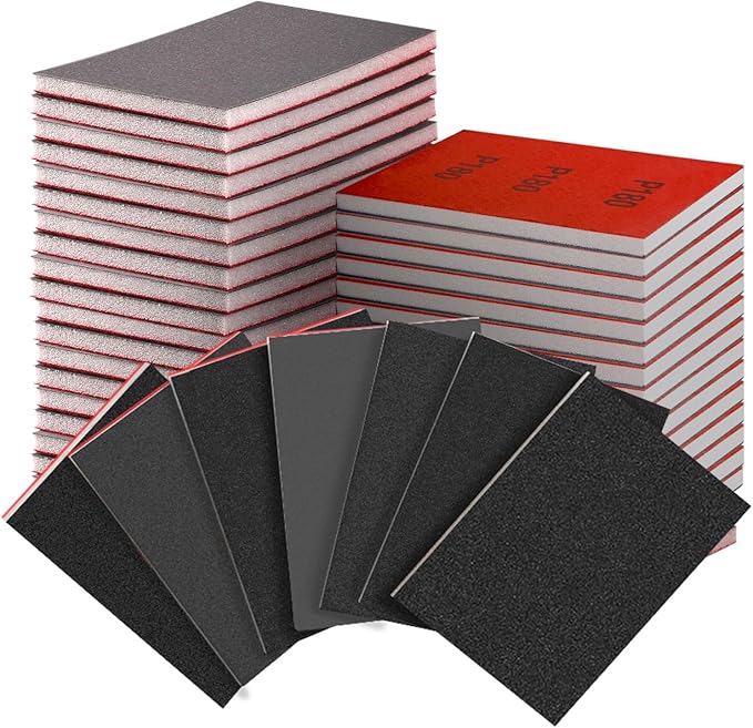 30-PCS Sanding Sponge 3x4 Inch 180-3000 Grit Sandpaper Set, Wet/Dry Sandpaper, Washable and Reusable Sanding Paper. Suitable for Wood, Metal, Drywall, Furniture Polishing, etc.
