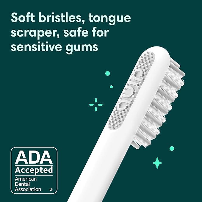 Quip Sonic Electric Toothbrush for Adults - Time Travel & Soft Bristles with Travel Case & Replacement Brush Head - 3 Month Battery Life, Plastic Handle - Blue