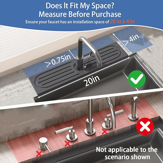 Kitchen Faucet Mat, Diatomite Sink Faucet Mat Splash Guard for Kitchen, Water Absorbing Stone Tray for Sink, Quick Drying Faucet Mat for Kitchen Sink, Absorbent Stone Drying Tray for Bathroom Counter