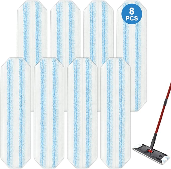 8 Pack Mop Pads Replacements Compatible with O Cedar H2prO Flat Mop System Microfiber Mop Refills for O Cedar H2pro Flat Mop,Washable & Reusable Mop Heads Replacement for Ocedar H2Pro Mop Floor Clean