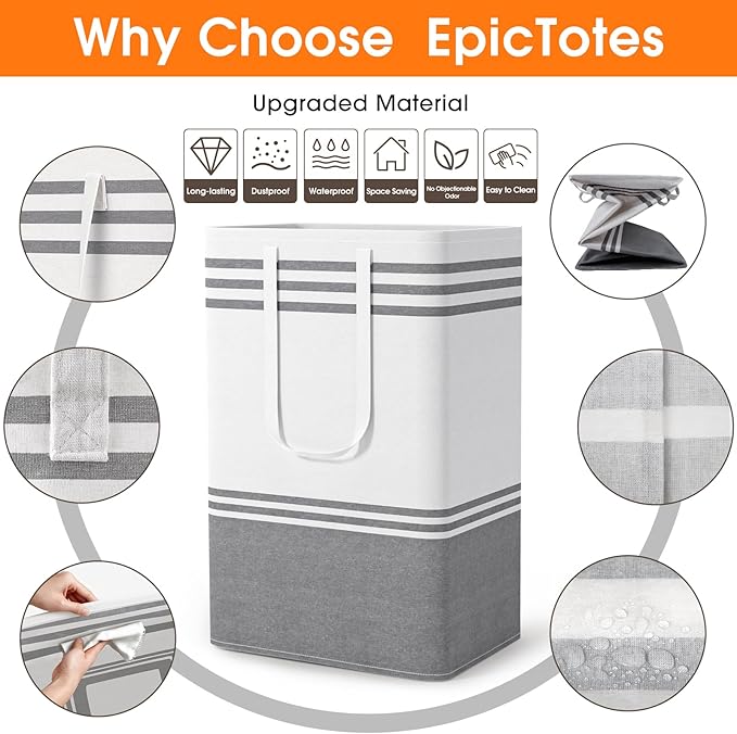 4 Pack Large Laundry Baskets, Laundry Hampers, Freestanding Waterproof Collapsible Clothes Bag with Extended & Reinforced Handles - Clothes Basket for Dorm, Bathroom, Home (88L)