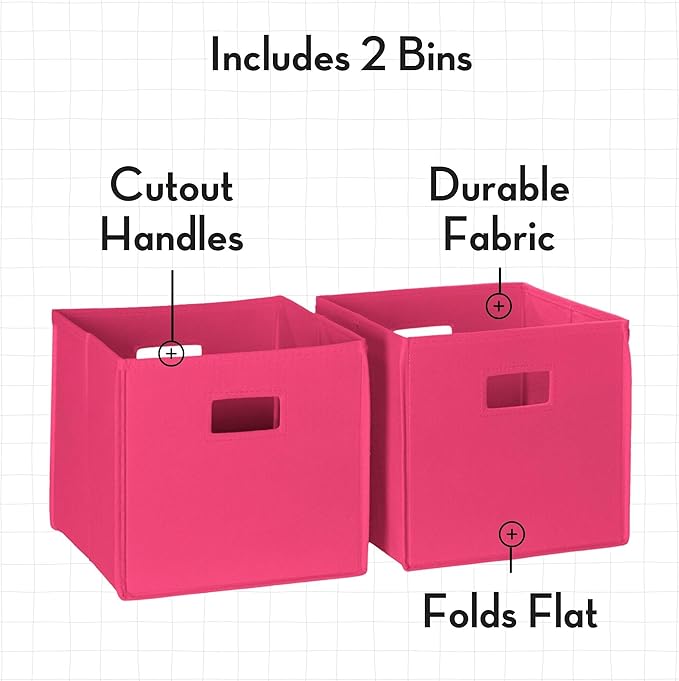 RiverRidge Folding Storage Bins with Handles Hot Pink Cube Storage Organizer for Closet, Bedroom & Playroom - Closet Organizers and Storage Set of 2