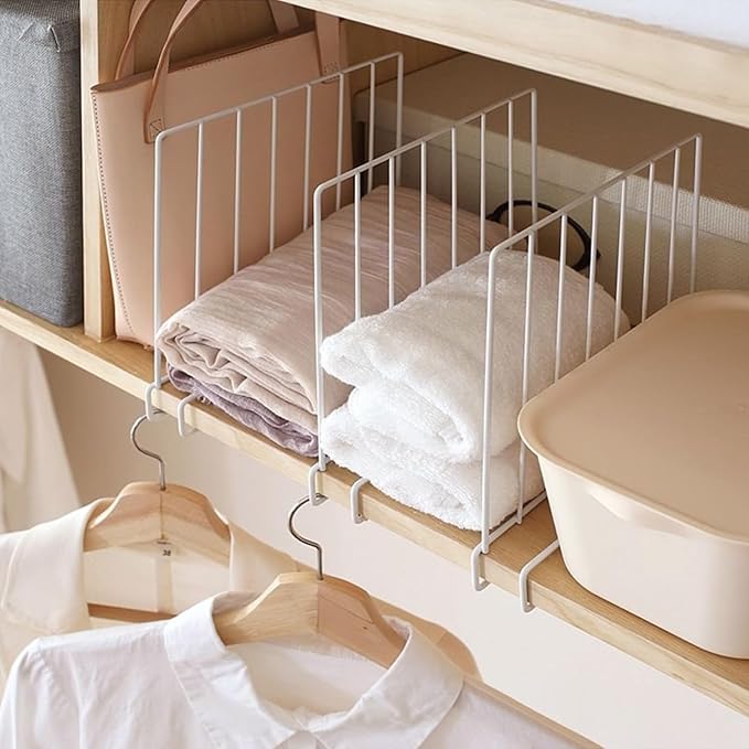 Shelf Dividers, 8 Pack Shelf Dividers for Closet Organization, Metal Closet Shelf Organizer for Wood Shelves Separators for Purse Handbag Sweater Clothes Book Storage Bedroom Wardrobe Kitchen Cabinet