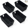 homyfort Black Storage Baskets for Shelves, Woven Shelf Baskets for Organizing, Small Strap Organizer Basket for Bathroom Storage, Set of 4