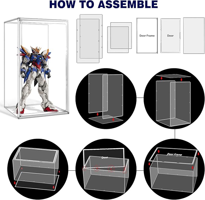 Extra Large 23.6'' Tall Acrylic Display Case, XXXXX-Large Boot & Shoe Boxes 13.8''x12.2 ''x23.6'' Clear Sneaker Box with Magnetic Door Dustproof Display Box Showcase for Helmet,Trophy, Collectible
