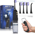Electric Toothbrush with Water flosser, 2 in 1 Teeth Cleaning Kit, Toothbrush and Water flosser Combo, 25-Day Battery, Travel Toothbrush with Water Bottle(Black)