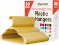 Plastic Clothes Hangers – Heavy Duty Hanger Set, for Organizing Clothes, Dresses, and Coat, Holds Up to 5 lbs, Space-Saving Hangers with Non-Slip Shoulder Grooves, Pack of 30, Yellow