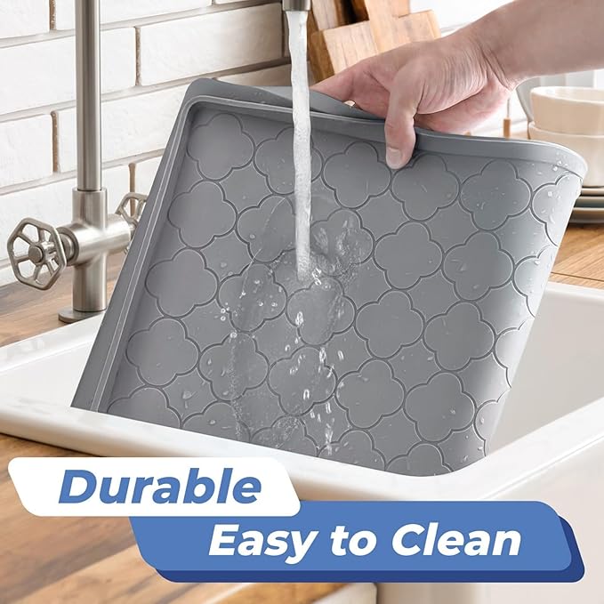 Jin&Bao Waterproof Under Sink Mat 40" x 22", Thick Silicone Mat Cabinet Protector for Kitchen and Bathroom, Shelf Liner, Home Organizer and Storage, Multipurpose Tray for Gadgets and Essentials