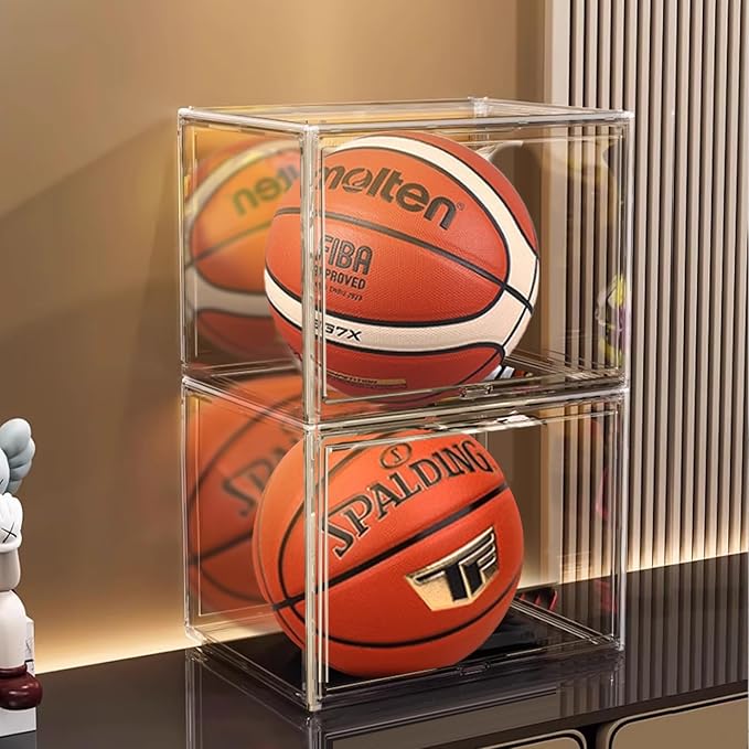 XXX-Large Extra Large Acrylic Display Case 17.3'' x 13'' x 13'' Transparent Sneaker Shoe Organizer Clear Plastic Stackable Boot & Shoe Boxes Large Showcase for Helmet, Handbag, Figures Collectibles