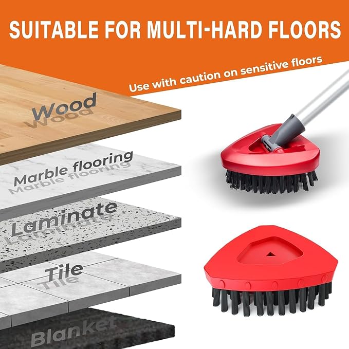 Small Spin Mop Replace Head Base + Scrub Brush for O Cedar 2-Tank RinseClean,1 Scrubber Brush and Mop Base Combo Set,Great for Kitchen, Deck, Bathroom and Shower Floor Scrubber