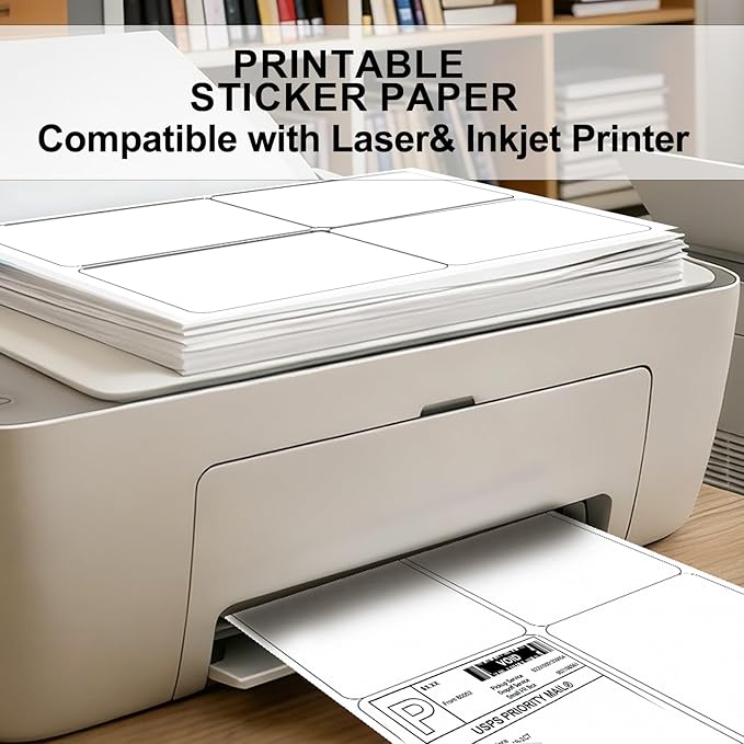 4"x5" Shipping Address Labels, Matte White Printable Labels, 160 Total (40 Sheets, 4-Up), Compatible with Laser & Inkjet Printers for Packaging & Mailing