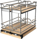 Rev-A-Shelf 2-Tier Double-Wide Pullout Kitchen Cabinet Organizer and Upright Storage for 9" and Larger Wall Cabinets with 9" W Opening, 5WU2-9W2-1