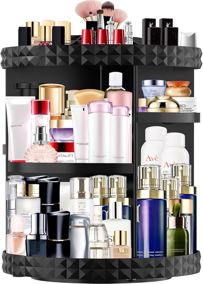 MISERWE Makeup Organizer 360 Degree Rotating 7 Adjustable Layers Large Capacity Cosmetic Organizer Transparent Make Up Organizers and Storage