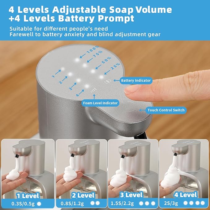 Automatic Foaming Soap Dispenser, 17oz/500ml Silver