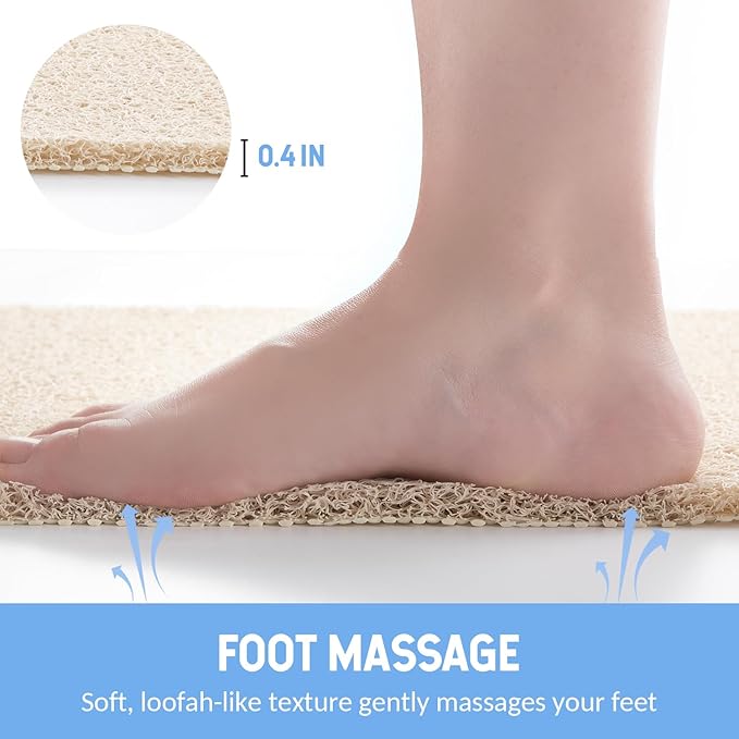 Hargiis Non-Slip Bathtub Mat, Anti Slip Shower Mat, Fast Drying Bathtub Mats, Foot Scrubber Mat, Anti Slip Mat for Tub, Floor, Bathroom, Kitchen, Home, Hotel (Beige 47"×16")