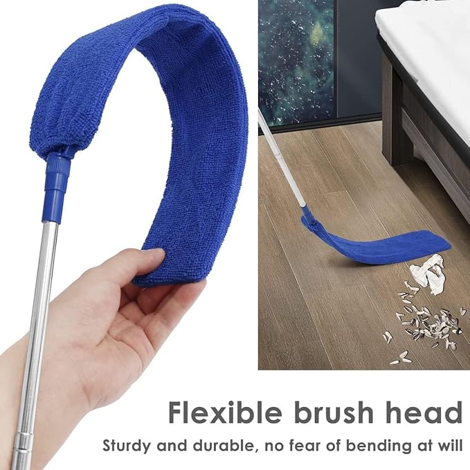 Retractable Gap Dust Cleaner Brush with Long Handle (30 to 100 inches), Cleaning Tools with 3 Microfiber Dusting Cloths, Extendable Duster for Cleaning Under Refrigerator Sofa Couch Bed Furniture
