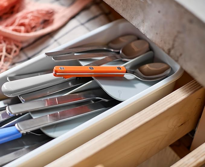 Joseph Joseph DrawerStore Compact Tiered Flatware Cutlery Kitchen Drawer Organizer, Disassembles for Easy Cleaning, Recycled Plastic