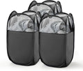 TECHMILLY Pop Up Foldable Laundry Basket, Mesh Laundry Hamper with Reinforced Handles for Dirty Clothes Storage in Dorm, Laundry Room, Bathroom, Black(Fabric), 3 Pack