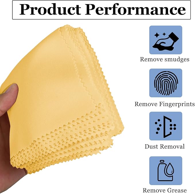 10PCS Suede Microfiber Cloths, 8"×8" Suede Cloth Cleaning Rags, Double-Sided Cleaning Cloths for Car LCD Display, Screens, Glasses, Lenses, Mirrors, Windows, Delicate Surfaces (Yellow)