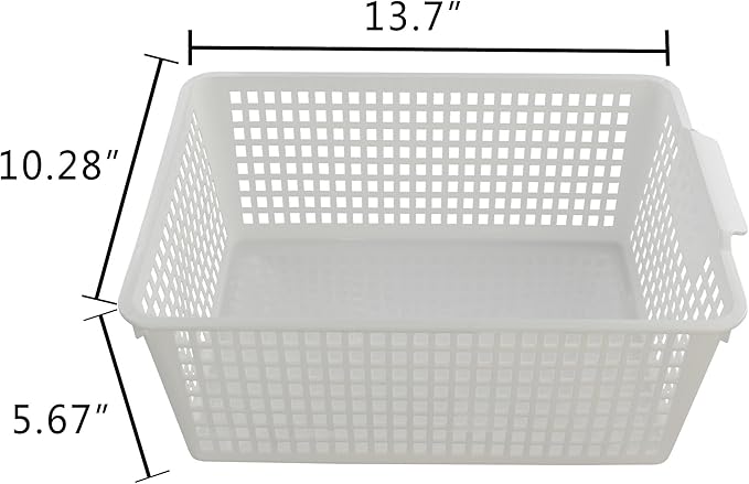 3-Pack Large Plastic Storage Basket, Plastic Storage Bin, White