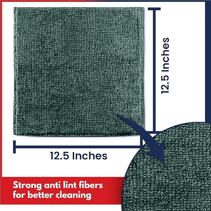 USANOOKS Premium 300GSM Microfiber Cleaning Cloth - 12.5"x12.5" High Performance - 1200 Washes, Ultra Absorbent Microfiber Towels for Cars Undercarriage, Rims & Engine Bay Cleaning - Microfiber Cloth